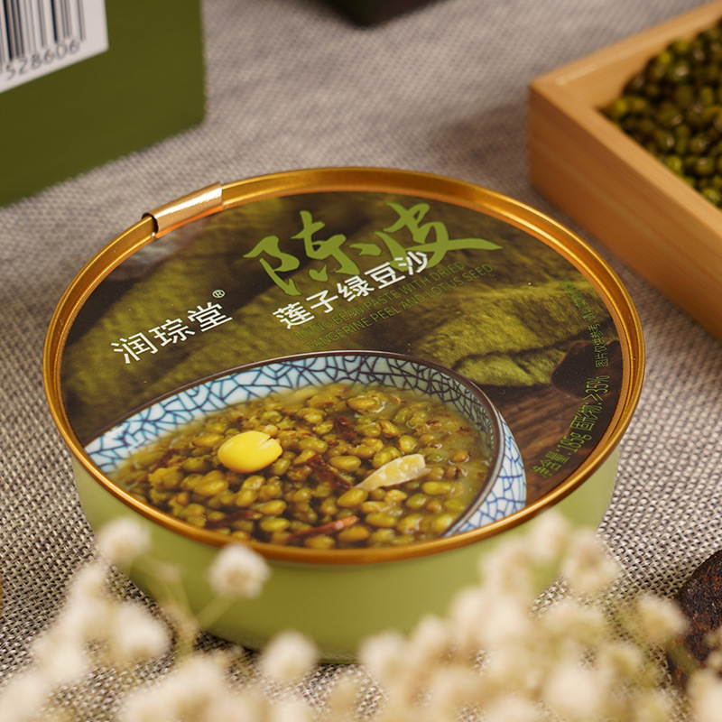 Runcongtang Tangerine Peel Lotus Seed Mung Bean Paste 185g*8 Bowls Ready-To-Eat Wholesale Instant Porridge Cantonese Group Buying Dessert