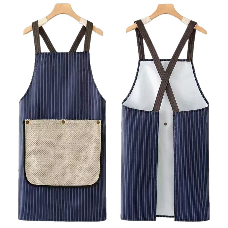 New Detachable Thickeneded Large Hand Towel Apron Waterproof and Oil-Proof Apron Men's High-End Black Home Kitchen