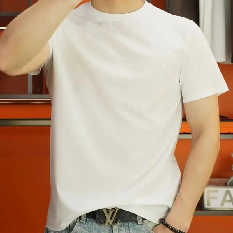 3447 Original Summer New Pure Color Short-Sleeved T-Shirt Men's Fashionable Breathable Gas Shirt