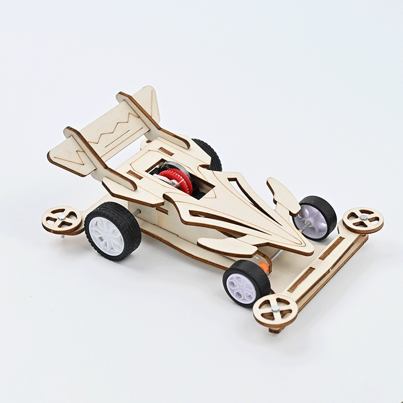 Pull-wire trolley back car STEM creator puzzle creative invention technology small production scientific experiment assembly teaching aids