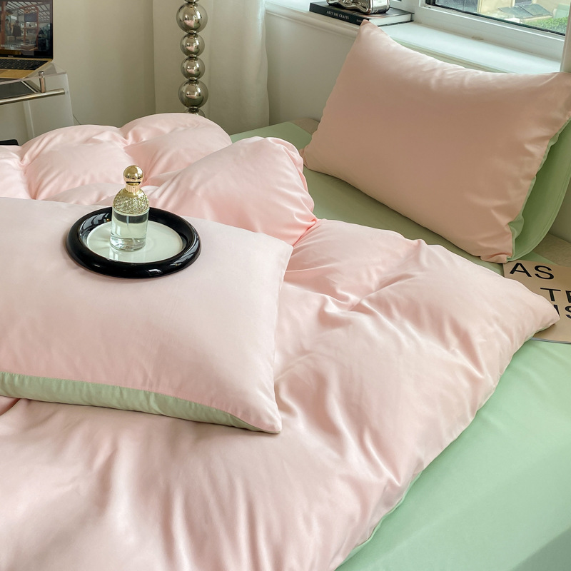 24 New Super Soft Cloud Cotton Pure Color Double Four-Piece Set