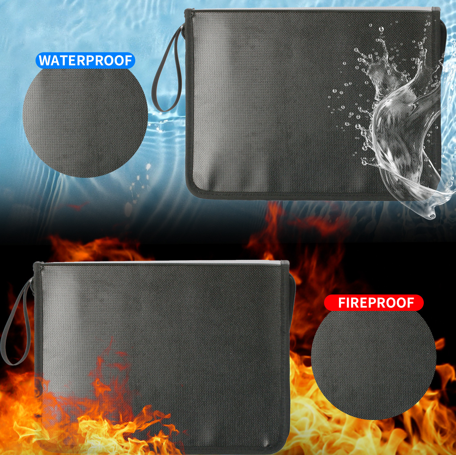 Cross-Border Black Fireproof 36 Key Bags Waterproof Zipper Hand-Held Portable Fiberglass Business