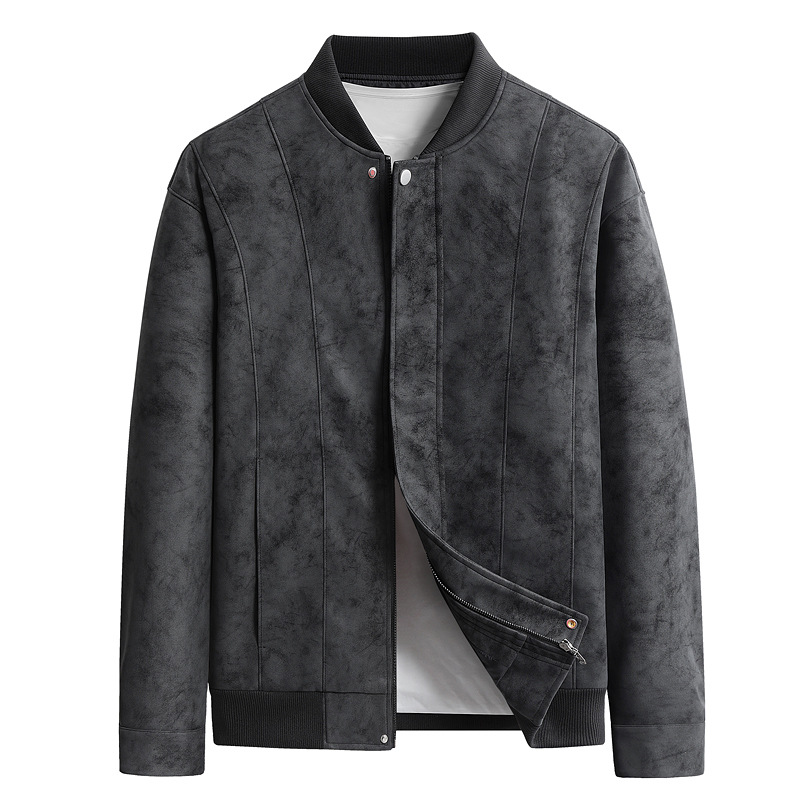 Spring and Autumn New Foreign Trade Wholesale Motorcycle Jacket Teenager Men's Suede PU Jacket Men's Casual Leather Windproof