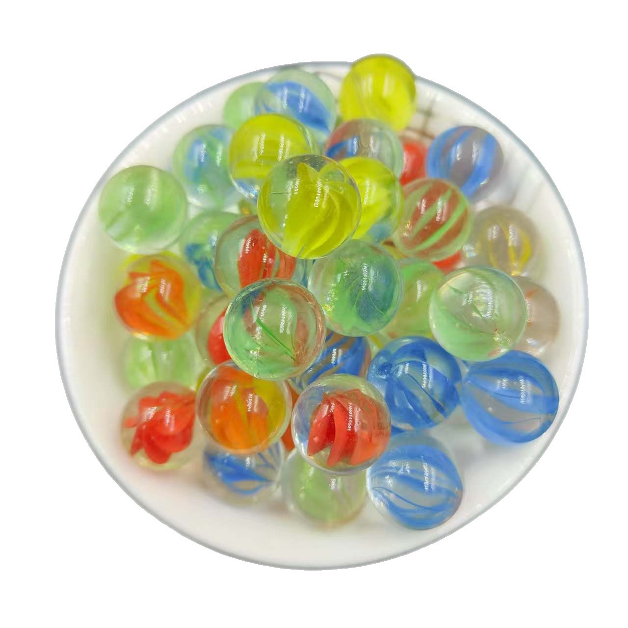 Glass Marbles 14mm 16Mm19Mm25Mm Solid Petal Marbles Colorfuled Glass Balls Yo-Yo Glass Beads