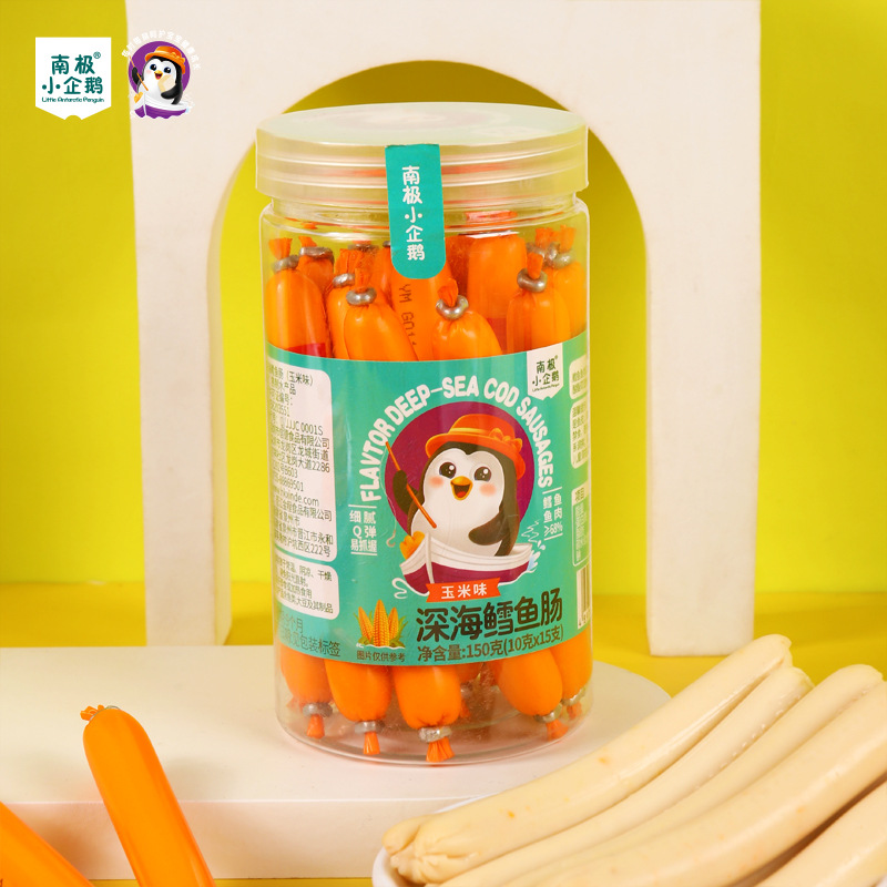 Antarctic Little Penguin Deep Sea Cod Sausage 150g Canned 10g*15 Pieces Four Flavors Available