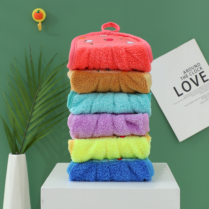 Coral Velvet Hand Towel Can Be Hung in the Kitchen, Thickened Cleaning Towel, Gift Advertising Towel