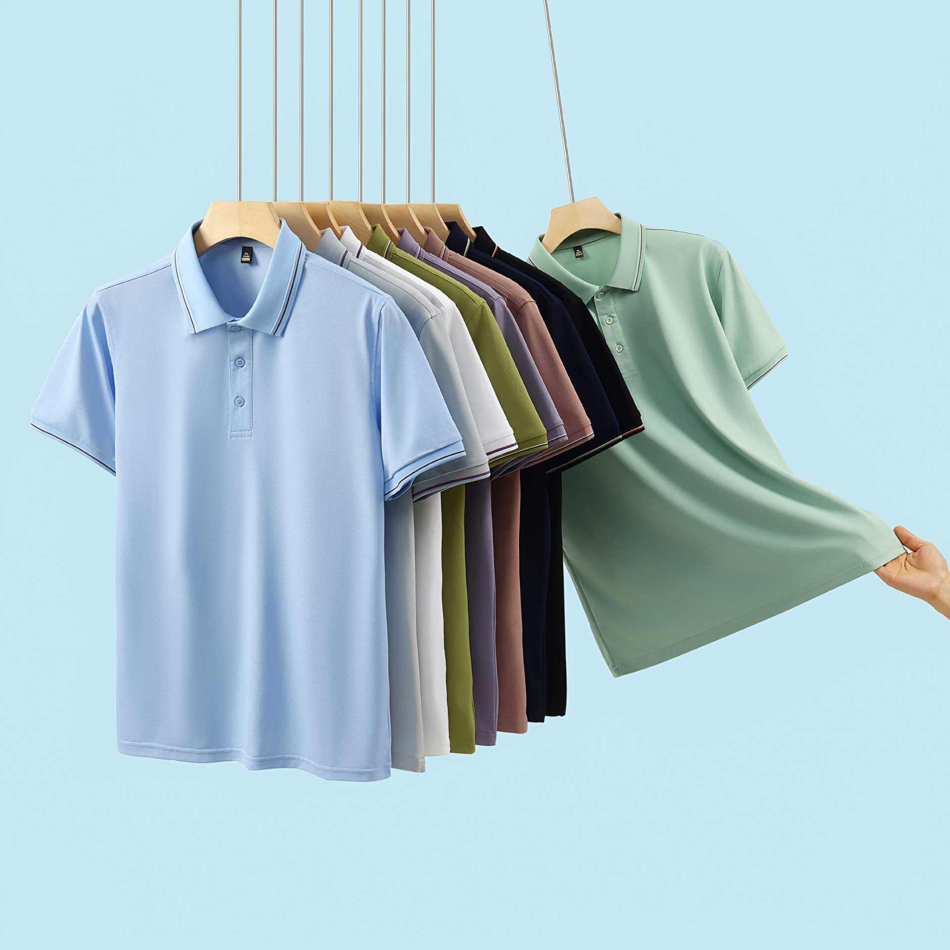 Поло с коротким рукавом однотонное, с воротником, для бизнеса и повседневной носки, комфортная и дышащая рабочая одежда