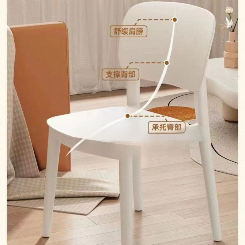 New Plastic Dining Chair Comfortable and Comfortable Simple Stool Backrest Square Back Chair Household Thickened Dining Table Chair