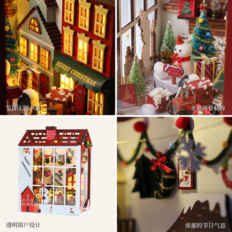 Cross-Border New DIY Toy House Set Wooden Mini House DIY Model Kit Christmas Gift for Boys and Girls