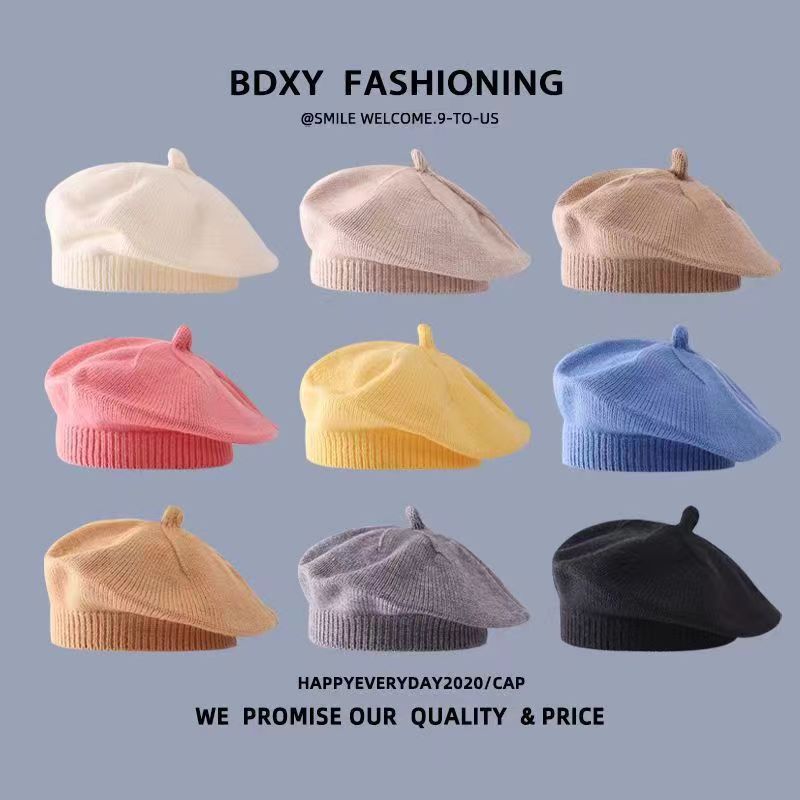 Детская шапка весна и осень, беретка для девочки, шершавая шапка, детская шапка художника, вязаная шапка