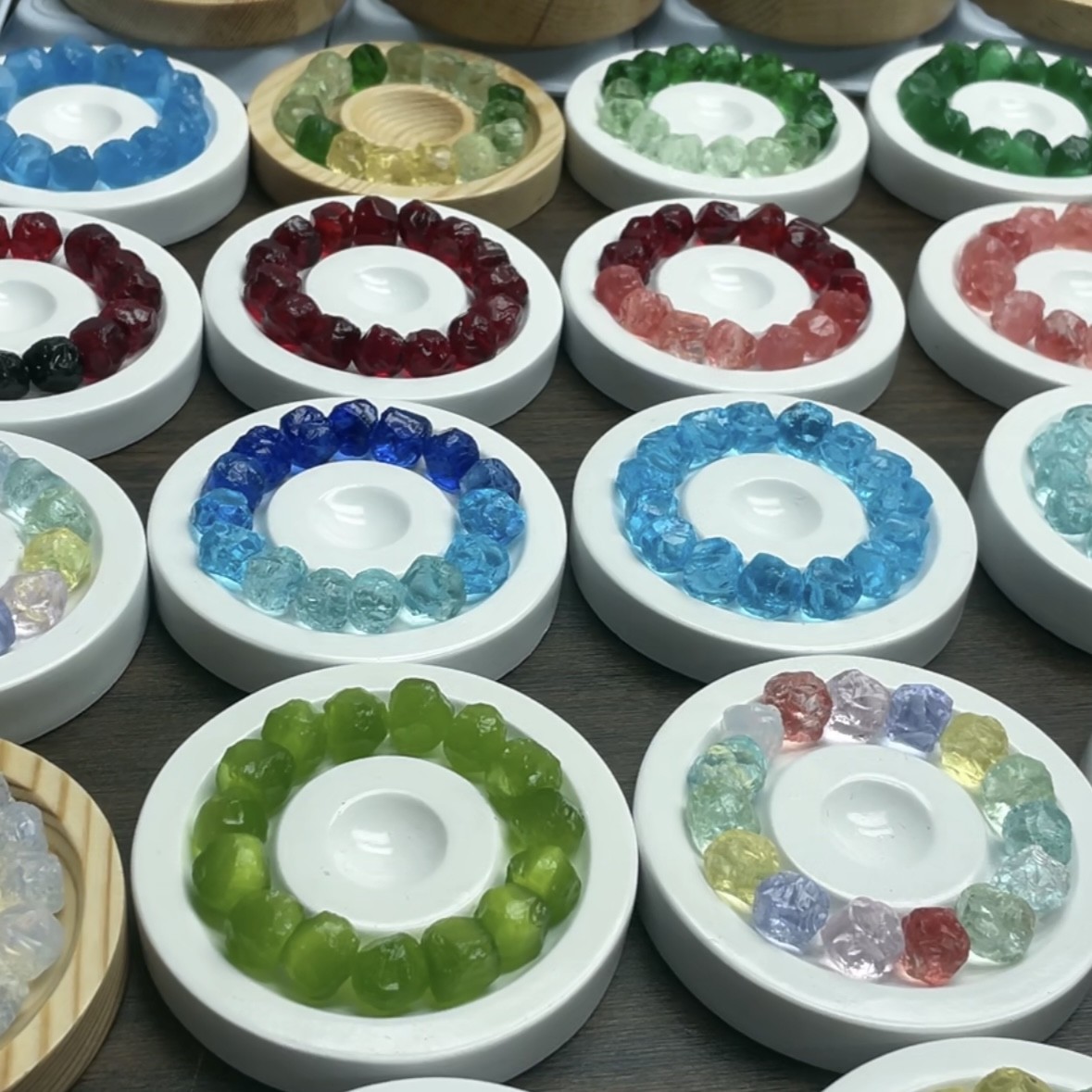 Natural Pink Crystal, Golden Rutilated Quartz, Green Phantom Crystal, White Crystal, Red Resin Flower, Yellow Tower Crystal, Aquamarine, Amethyst