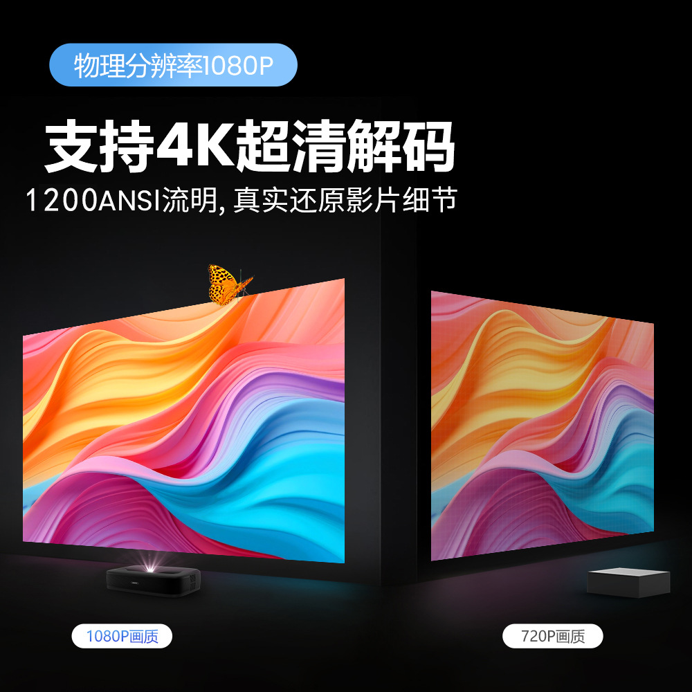 Three-color laser projector ultra-short focus HD home living room office dedicated laser TV MINI projection DLP