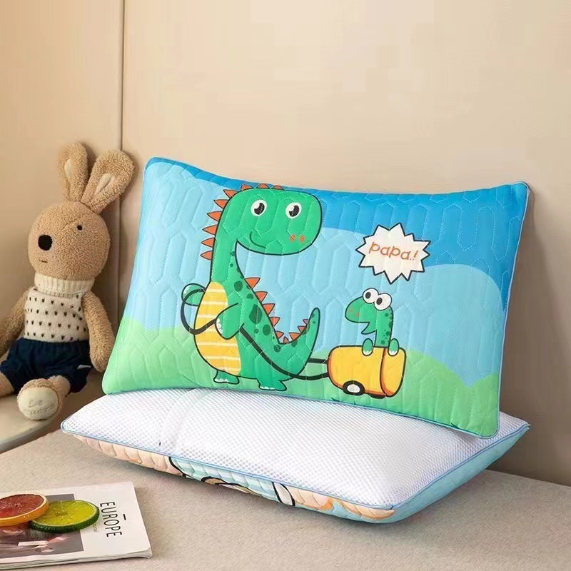 Children's Ice Silk Latex Pillow, Kindergarten Nap Pillow, Four-Season Detachable Neck Pillow, Buckwheat Pillow, Sleep Pillow Core