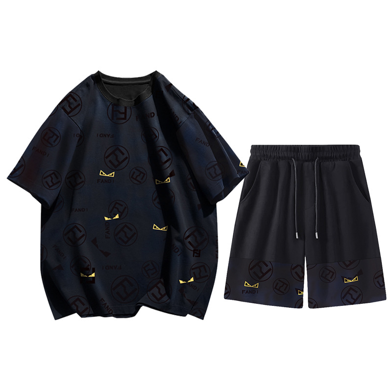 RT0514 Short Sleeve-RDK0914 Shorts Black Bottom F Eyes Short Sleeve Shorts Versatile Casual suit