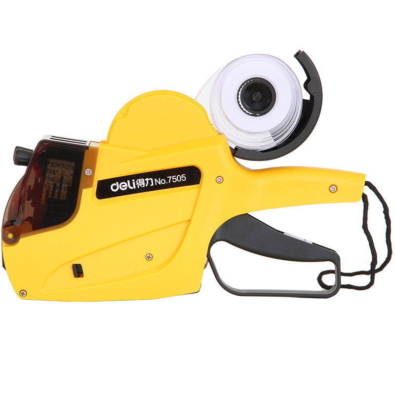 [Wholesale] Deli 7505 Double Row Double Code Label Pricing Machine 10-digit Date Code Gun (Blue/Yellow)