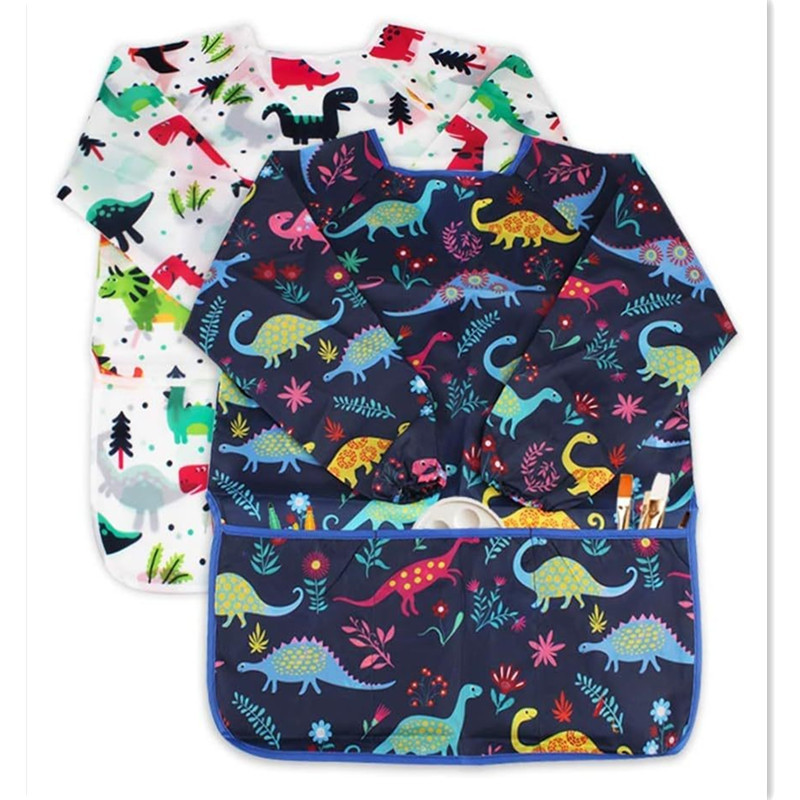 Cross-border factory children's apron art painting kindergarten painting clothes waterproof coverall baby anti-wear eating clothes