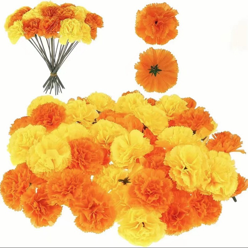 Artificial Small Carnation Wedding Decoration Flower Head Project Flower Arrangement Marigold Small Lilac Gift Flower Garland with Flowers