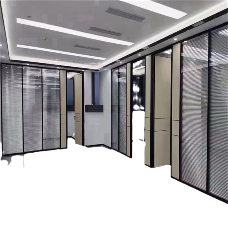 Guangzhou Shenzhen Dongguan aluminum alloy louver tempered glass wall high partition double-layer office glass partition free shipping