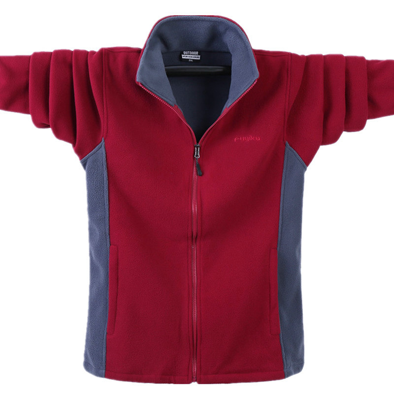 Customized Autumn and Winter Men's Jackets Fleece-Lined Thickeneded Cardigan Stand Collar Casual Warm Sweatshirt Fleece Jacket Loose Men's Clothing