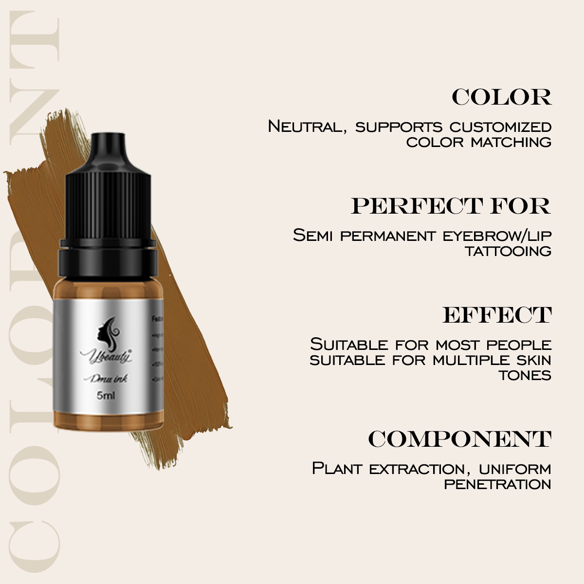 Tattoo Pigment Small Bottle 5ml for Beginners to Practice Coloring, Eyebrow Tattooing, Lip Bleaching, and Contact Lens Practice Training Supplies