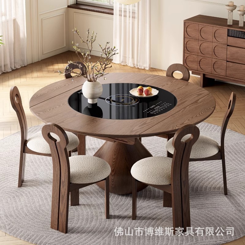 Обеденный стол в средневековом стиле, раскладной, с встроенной индукционной плитой, ретро стиль