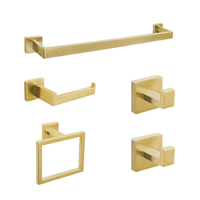 Cross-Border Stainless Steel Bathroom Set Five-Piece Bathroom Towel Rack High-End Bathroom Towel Rack for Home Use