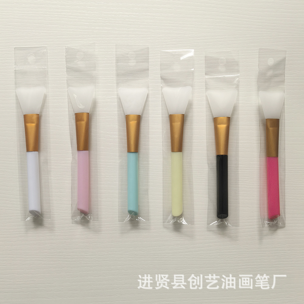 Source Factory Spot Oblique Tail Rod Silicone Mask Brush Silicone Head Beauty Brush Makeup Brush Mud Mask Brush Wholesale