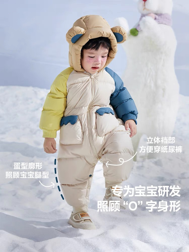 [Snowman] Baby down Jacket Baby Winter Thickened down Jumpsuit Warm Outing Clothes for Boys and Girls