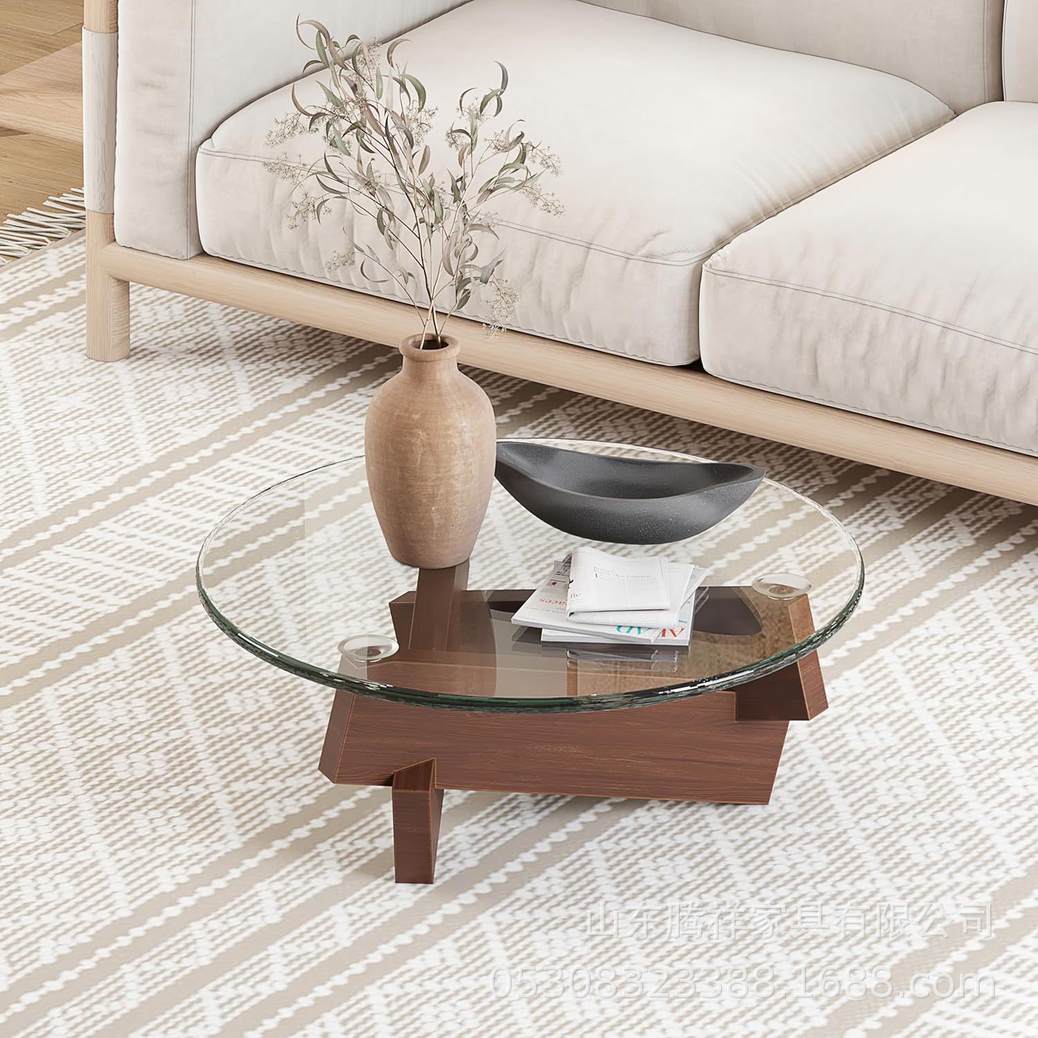 Nordic Solid Wood Coffee Table Living Room Home Small Apartment Modern Simple Creative Glass Round Designer Coffee Table