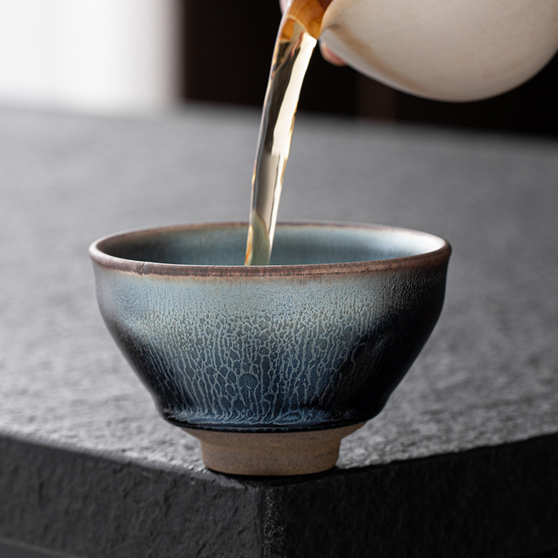 Jianyang Jianzhan ceramic kiln oil drops raw ore iron tire Master Cup kung fu tea cup tea cup tea set Tea Bowl