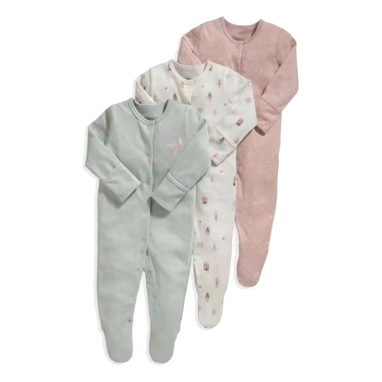 Foreign trade children's clothing spring and autumn baby jumpsuit long sleeve foot-covered climbing pajamas newborn baby gift box cross-border exclusive