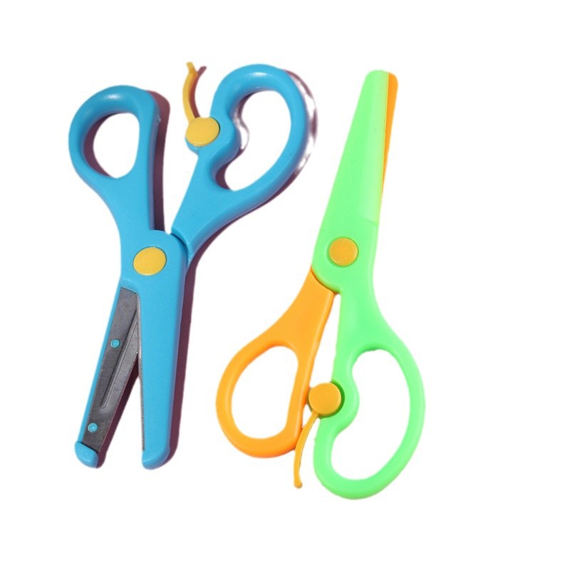 Children's Handmade Safety Scissors Paper-cut Lace Scissors Children's Cartoon Anti-pinch Elastic Plastic Handmade Scissors