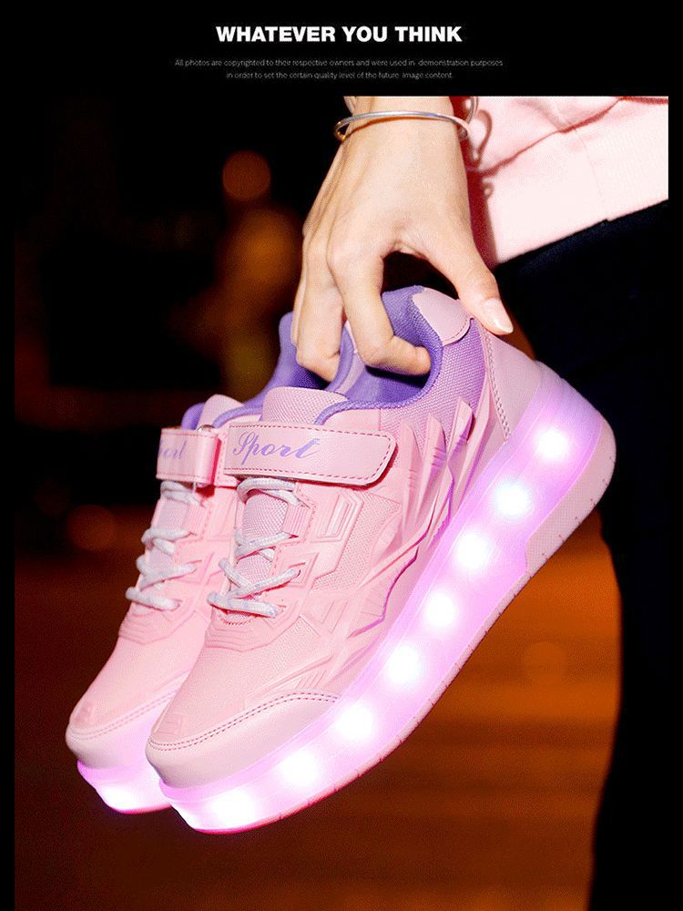 Children's heloo shoes summer two-wheel pulley shoes rechargeable invisible wheels adult skates source factory direct sales