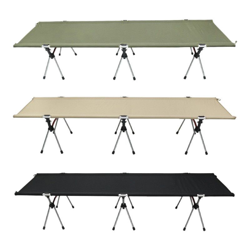 Outdoor Folding Bed Aluminum Alloy High and Low Camp Bed Lightweight Mesh Bed Camping Sleeping Cool and Breathable