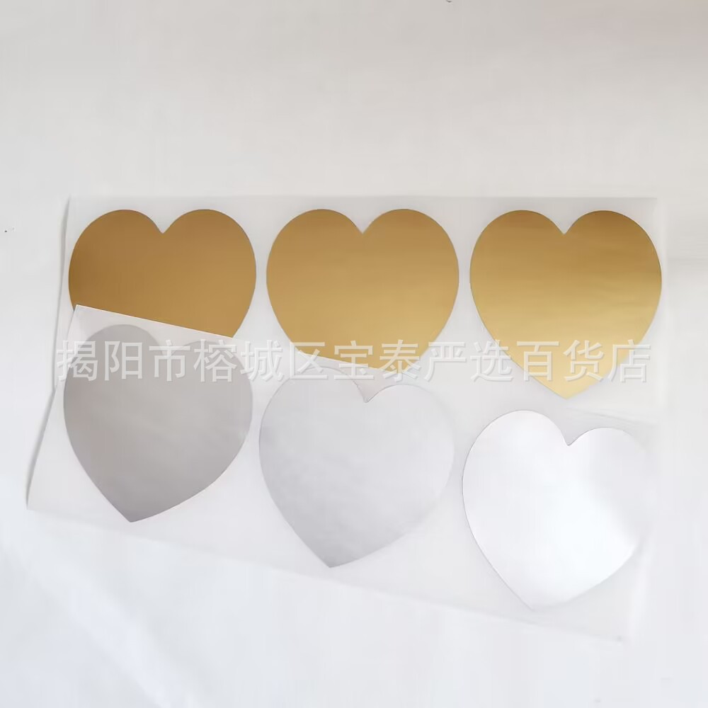 Скретч-покрытие, скретч-лотерея, скретч-пленка, серебряная наклейка в форме сердца, скретч-пленка в форме сердца, персиковое сердце