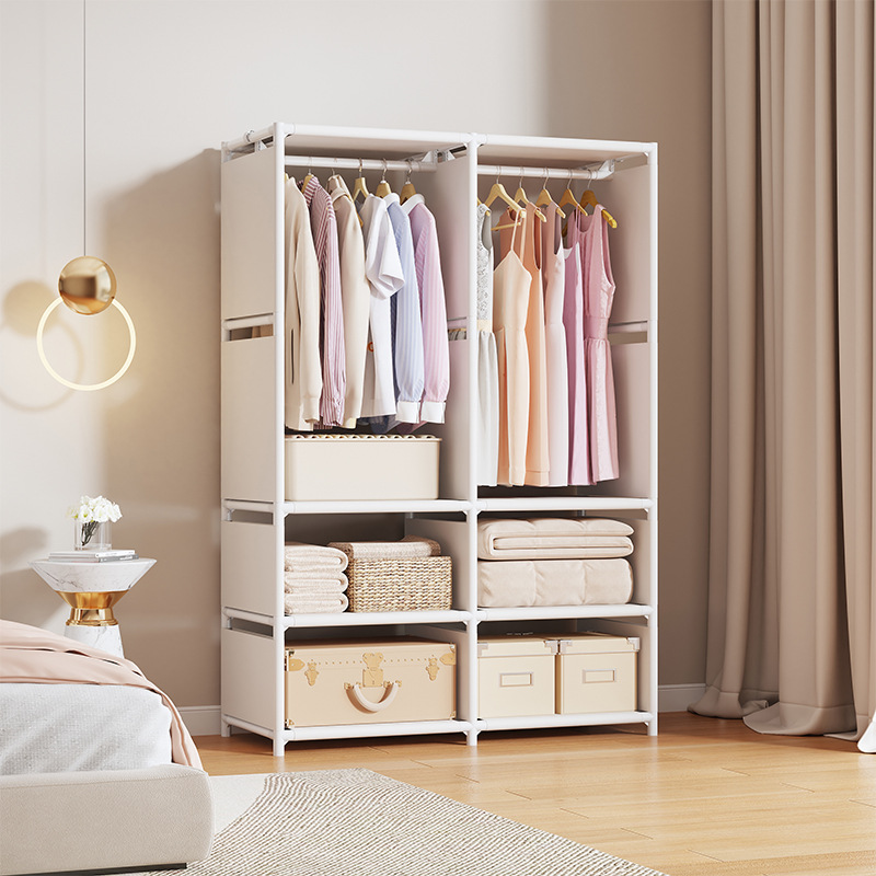 Wardrobe Household Bedroom Economical Simple Cabinet Dustproof Storage Shelf for Rental Room Wardrobe Tight and Neat