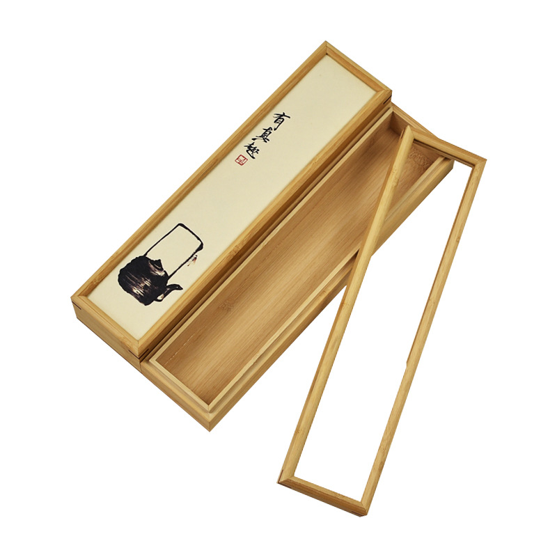 Bamboo box tea box printable copy rock tea bubble gift box Dahongpao tea packaging empty box wholesale small wooden box