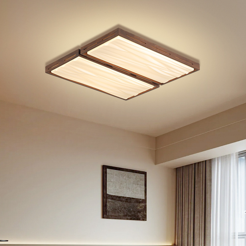 North American walnut living room main lamp Japanese style silent wind eye protection room bedroom lamp antique ceiling lamp 8719