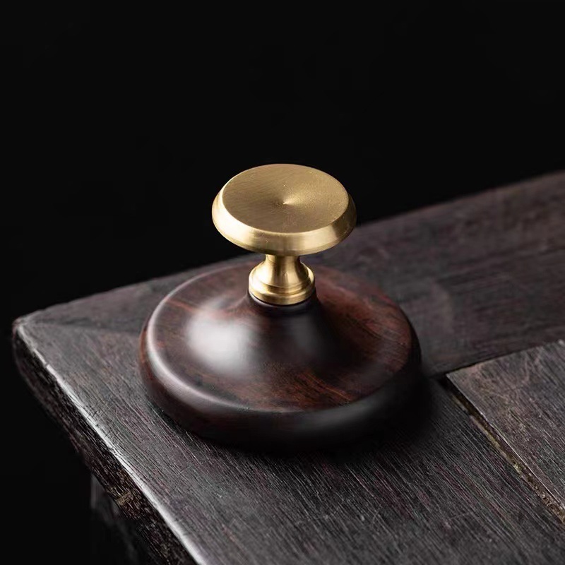 Ebony copper cover Chinese purple clay pot cover Bowl teapot cover bracket household kung fu tea set tea ceremony accessories cover