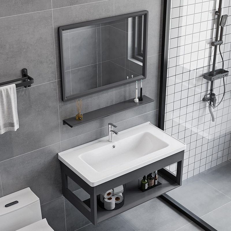 Small Apartment Washbasin Wall-mounted Ceramic Wash Basin Cabinet Combination Bathroom Washbasin Balcony Washstand Household