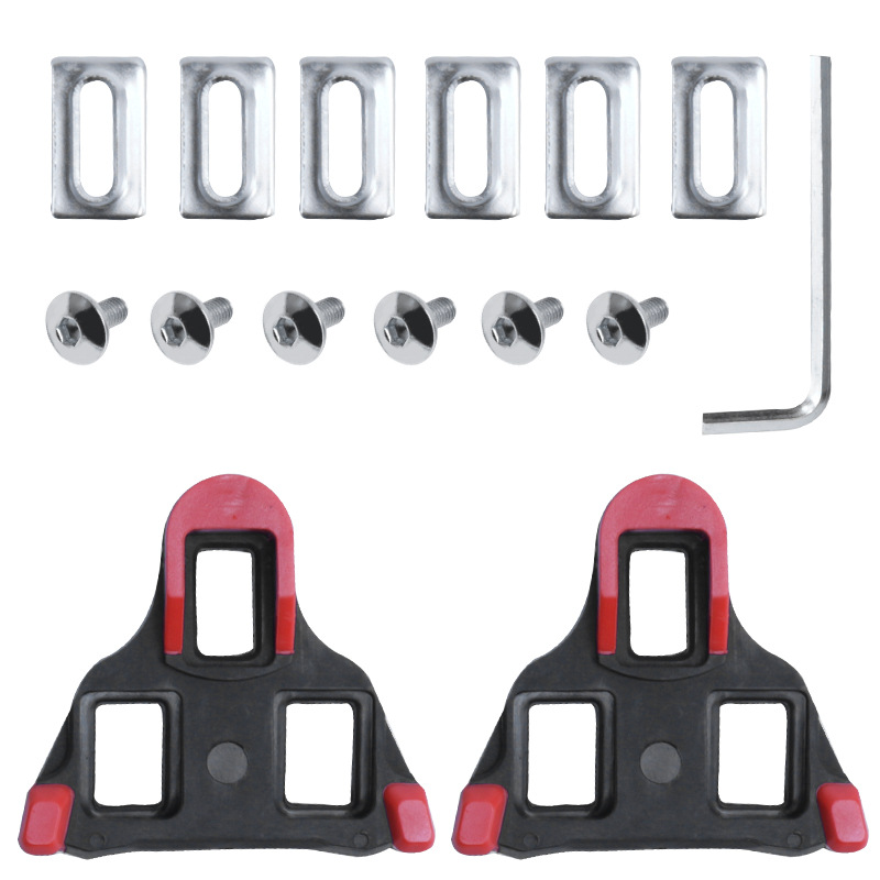 Wholesale Bicycle Road Splint Set Bicycle Cycling Shoe Lock Shoe Lock Piece Red and Yellow Two-Color Foot Buckle Piece 6 Degrees
