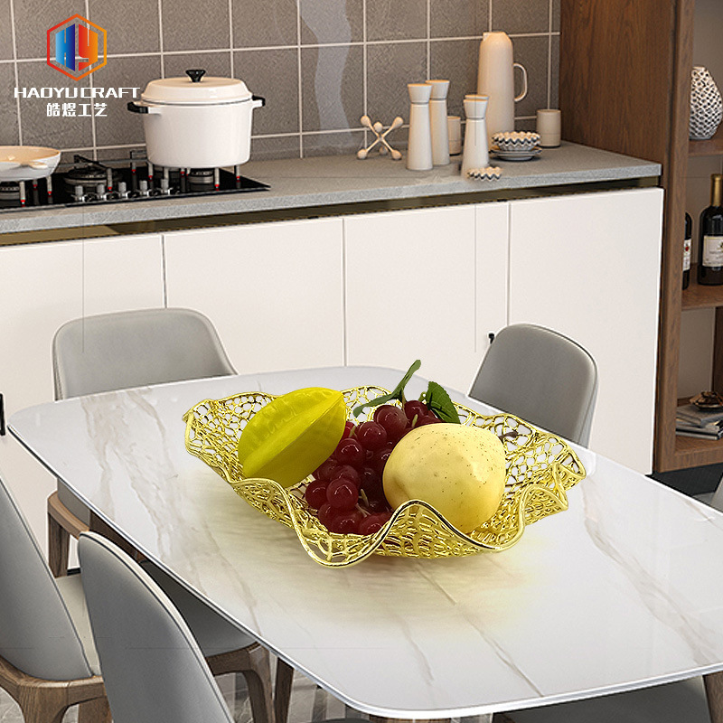 Zinc Alloy Home Ornaments Ins Fruit Plate Commercial Gauze Dried Fruit Plate Afternoon Tea Tableware Alloy snack plate