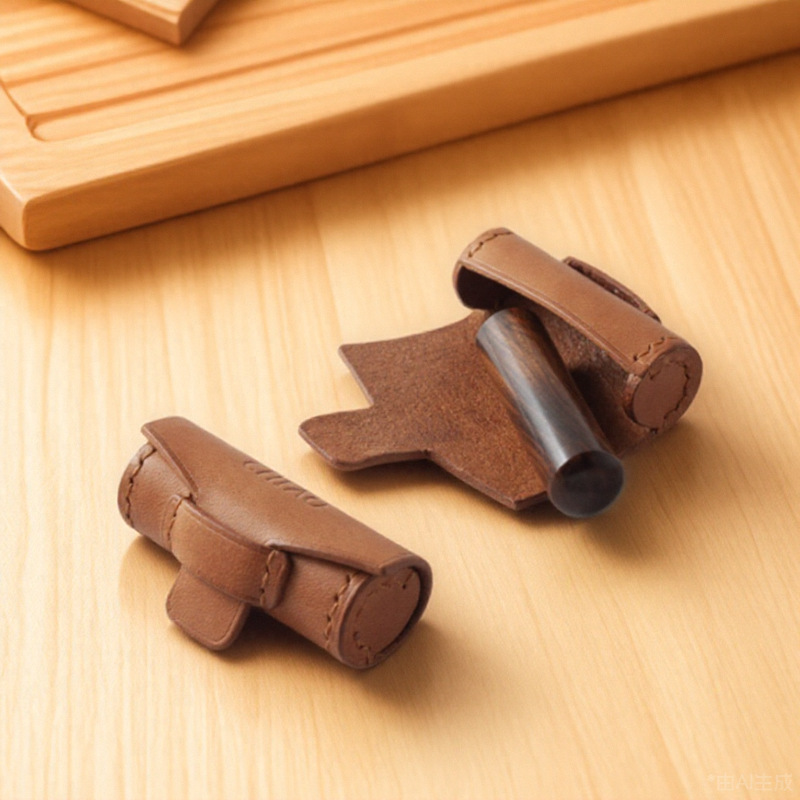 Cross-Border Seal Cosmetics Bag Mini Portable Cylindrical Stereo Multi-Functional U Disk Protective Leather Case Lipstick Leather Case