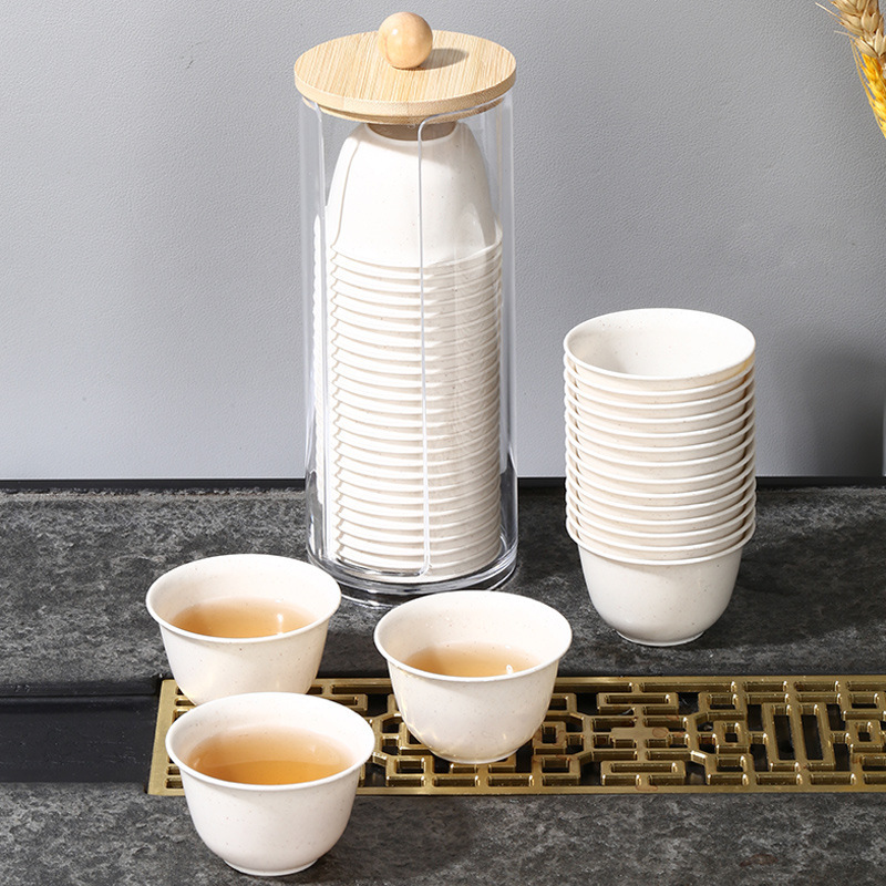 Rice Husk Disposable Kung Fu Tea Cup Tea Set Food Grade High-End Thickeneded High Temperature Resistant Tea Drinking Tea Small Tea Cup