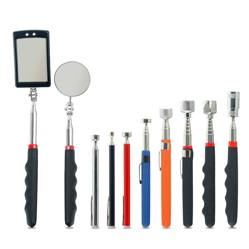 Magnetic Iron Suction Rod, Magnetic Picker, Telescopic Extension Rod, Auto Repair Tool, Square Mirror, Round Mirror, Flashlight Head