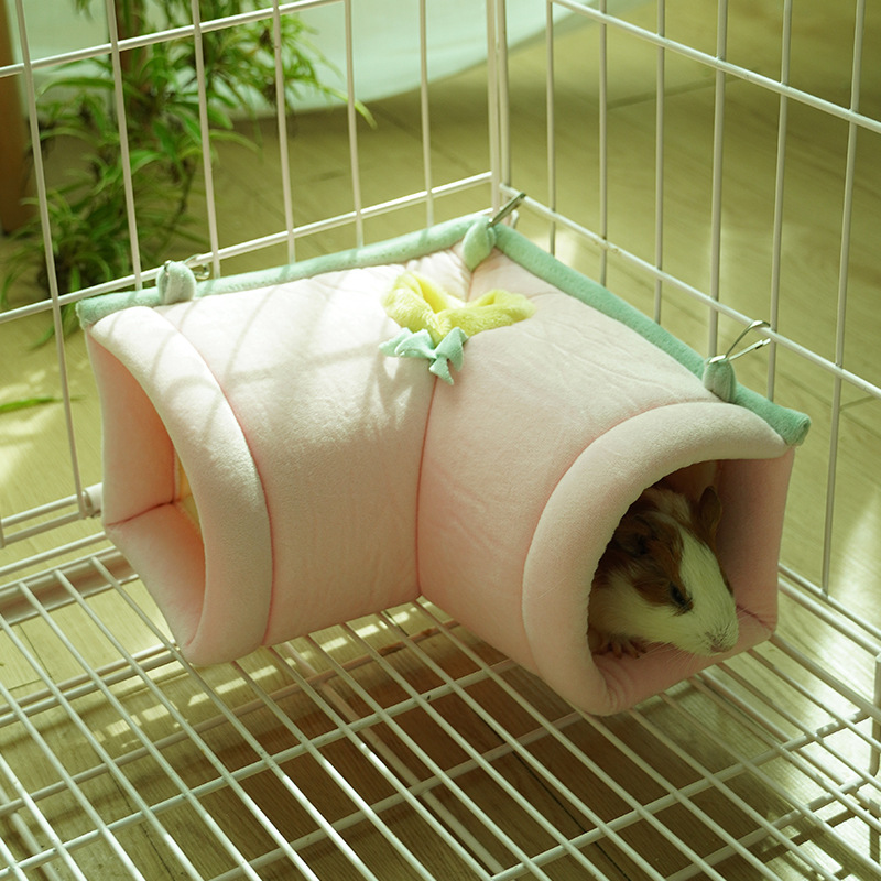 Клетка для кроликов с угловым внутренним туннелем и гамаком, полузакрытое гнездо для хомяков