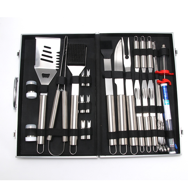 Amazon Stainless Steel Outdoor Barbecue Tool Bag Bbq Barbecue Clip Shovel Fork Skewer Aluminum Box Free Combination Set