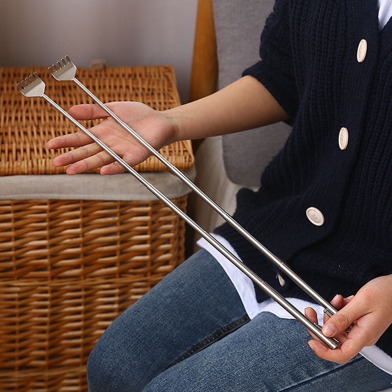 Factory Direct Sales of Itchy Scratching Telescopic Stainless Steel Fountain Pen Scratching Rake Back Scratching Device Old Man's Music