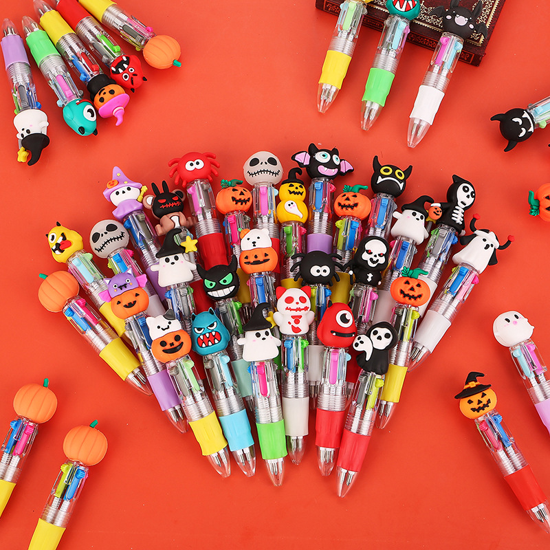 Мини четырехцветная шариковая ручка на Хэллоуин, подарок для студентов начальной школы оптом