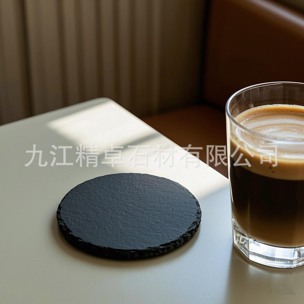 Оптовая продажа черных сланцевых подставок, круглых, квадратных, шестиугольных, в форме сердца, для вина и кофе
